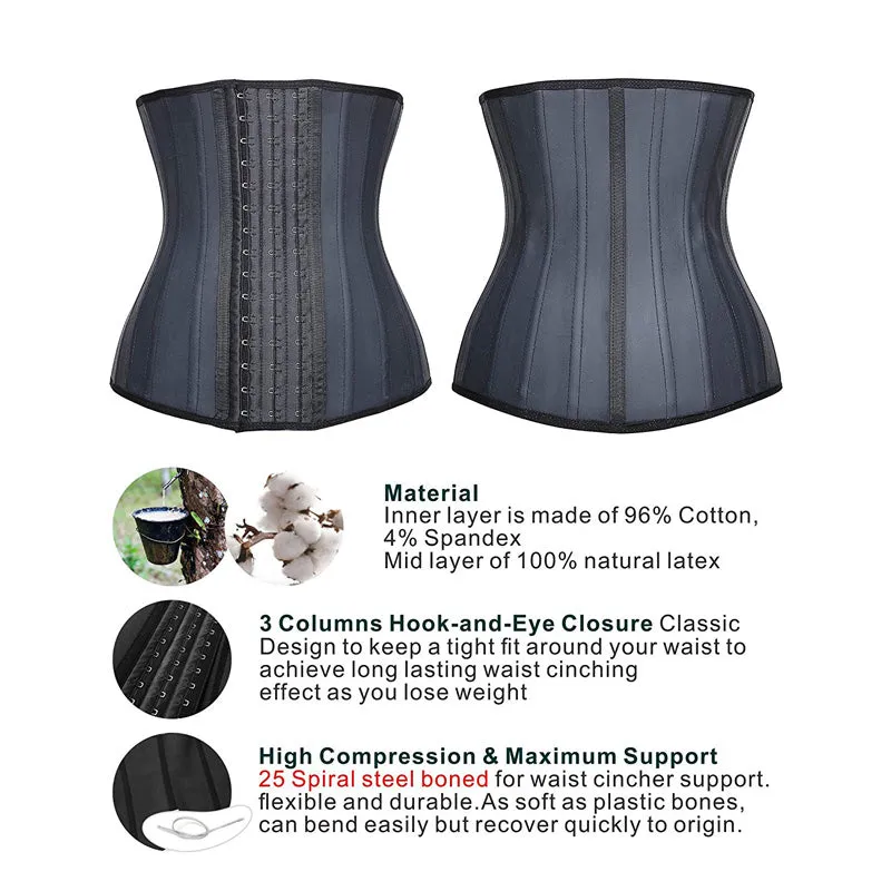 100% Latex Waist Trainer with 25 Steel Boned
