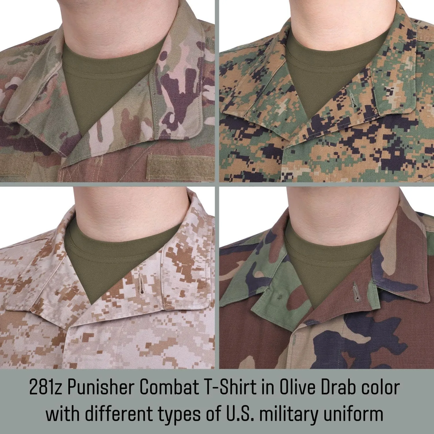 281Z Mens Military Stretch Cotton Long Sleeve T-Shirt - Tactical Hiking Outdoor Undershirt - Punisher Combat Line