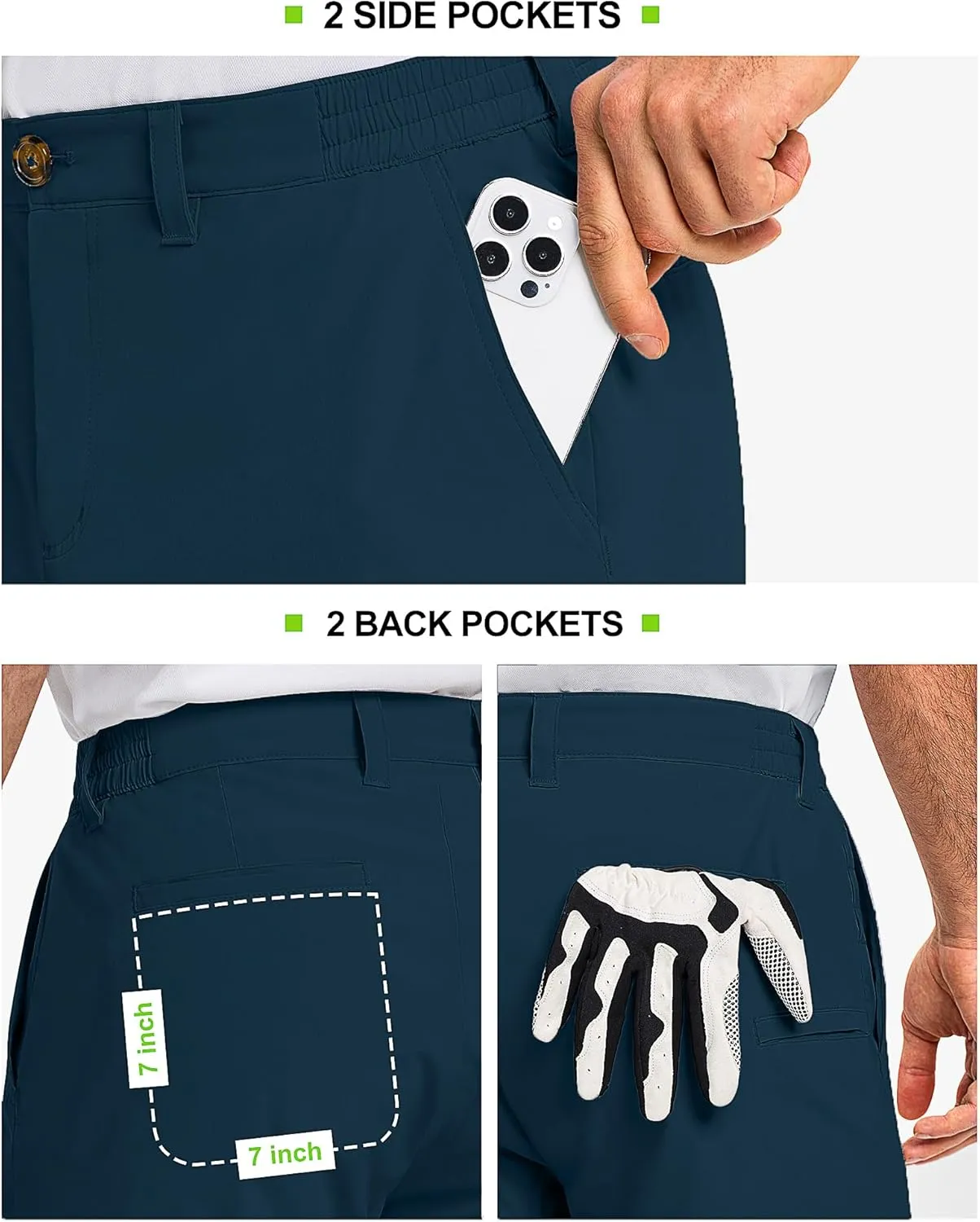 33,000ft Men's Golf Shorts 9" Dry Fit Stretch Golf Short UPF 50  Lightweight Flat Front Golf Shorts with Pockets