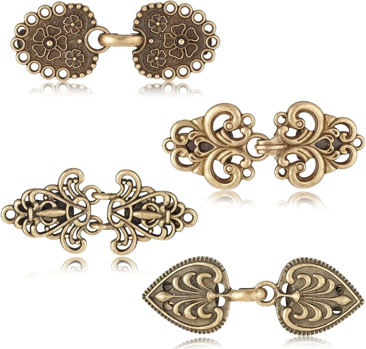 4 Pieces Vintage Dress Clips Back Cinch, Shawl Clips for Women Sweater Clip to Hold Sweater Together Retro Cardigan Clip Shawl Collar Clasp Shawls Pin for Clothing