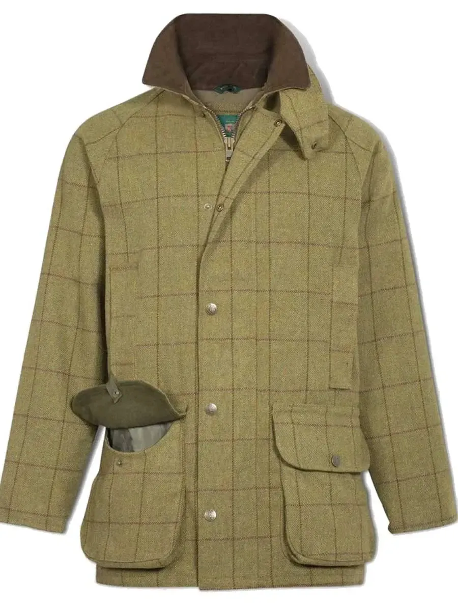 50% OFF - ALAN PAINE Rutland Shooting Coat - Kids Waterproof Tweed - Lichen - Size: Age 11/12 Yrs