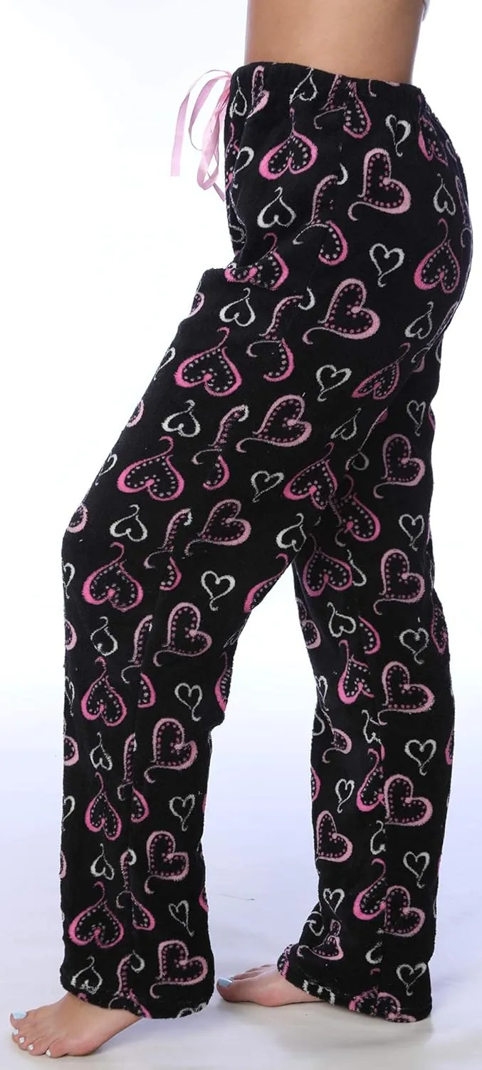 Active Club Womens Valentine Pajama Pants - Valentine PJ Fleece Lounge PJs for Women, Fun Cute Pajama Pants for Women