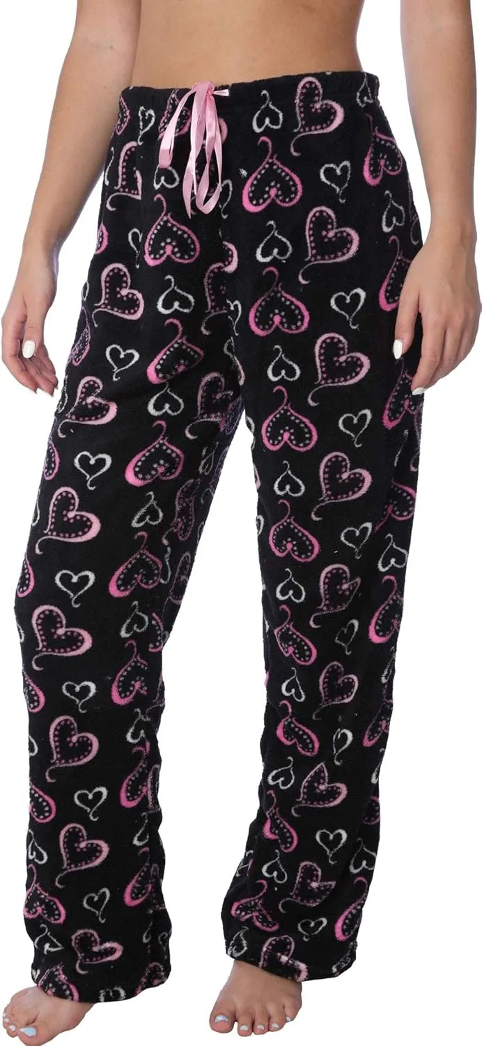 Active Club Womens Valentine Pajama Pants - Valentine PJ Fleece Lounge PJs for Women, Fun Cute Pajama Pants for Women
