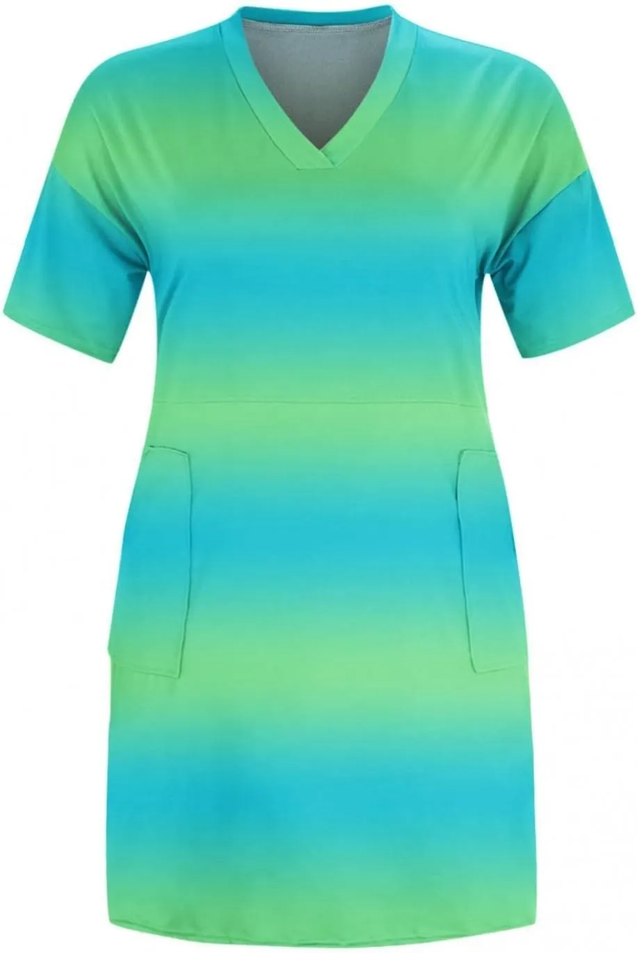 ADHOWBEW Summer Dress for Women Plus Size Dress Fashion Graphic Tshirt Dresses Loose Fit V Neck Short Sleeve Midi Dress
