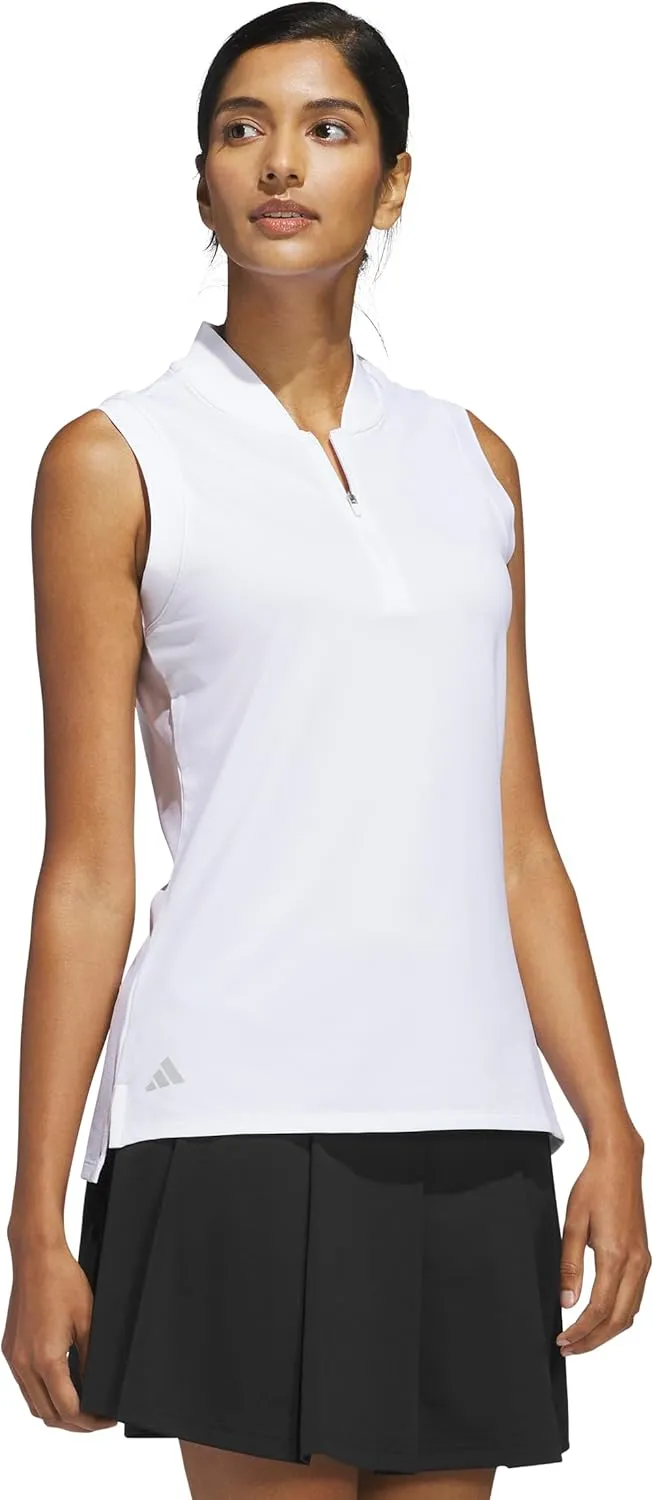 adidas Women's Ultimate365 Quarter-Zip Sleeveless Polo Shirt
