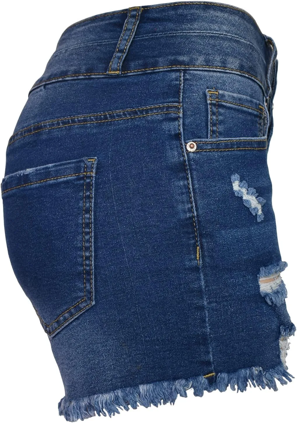 Aodrusa Jean Shorts Womens High Waisted Stretchy Mom Two Buttons Frayed Raw Hem Ripped Denim Shorts Distressed