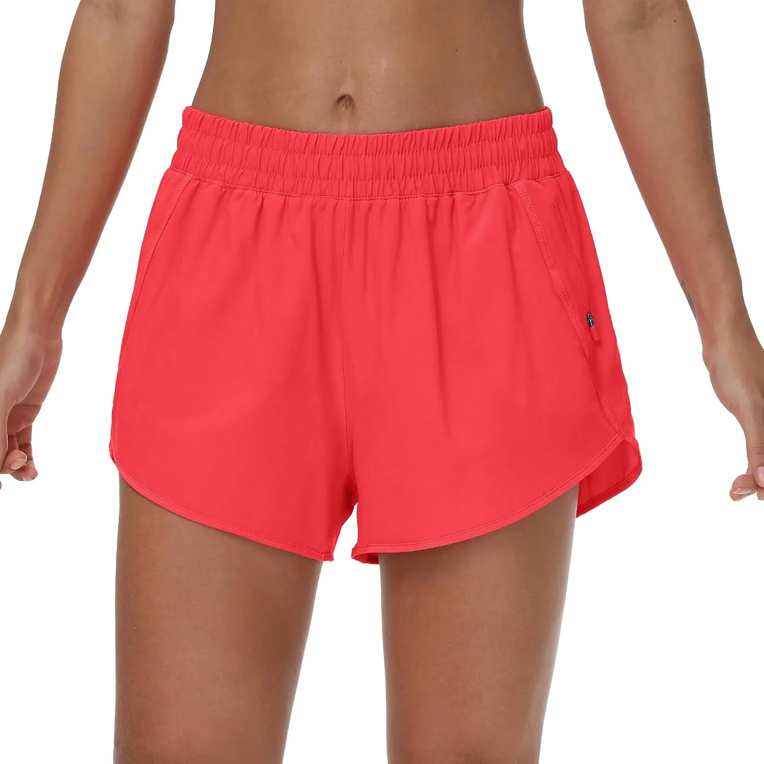 Aurefin Womens Running Shorts with Zip Pocket,Quick Dry Elastic Athletic Track Short for Women Lightweight Gym Workout Shorts