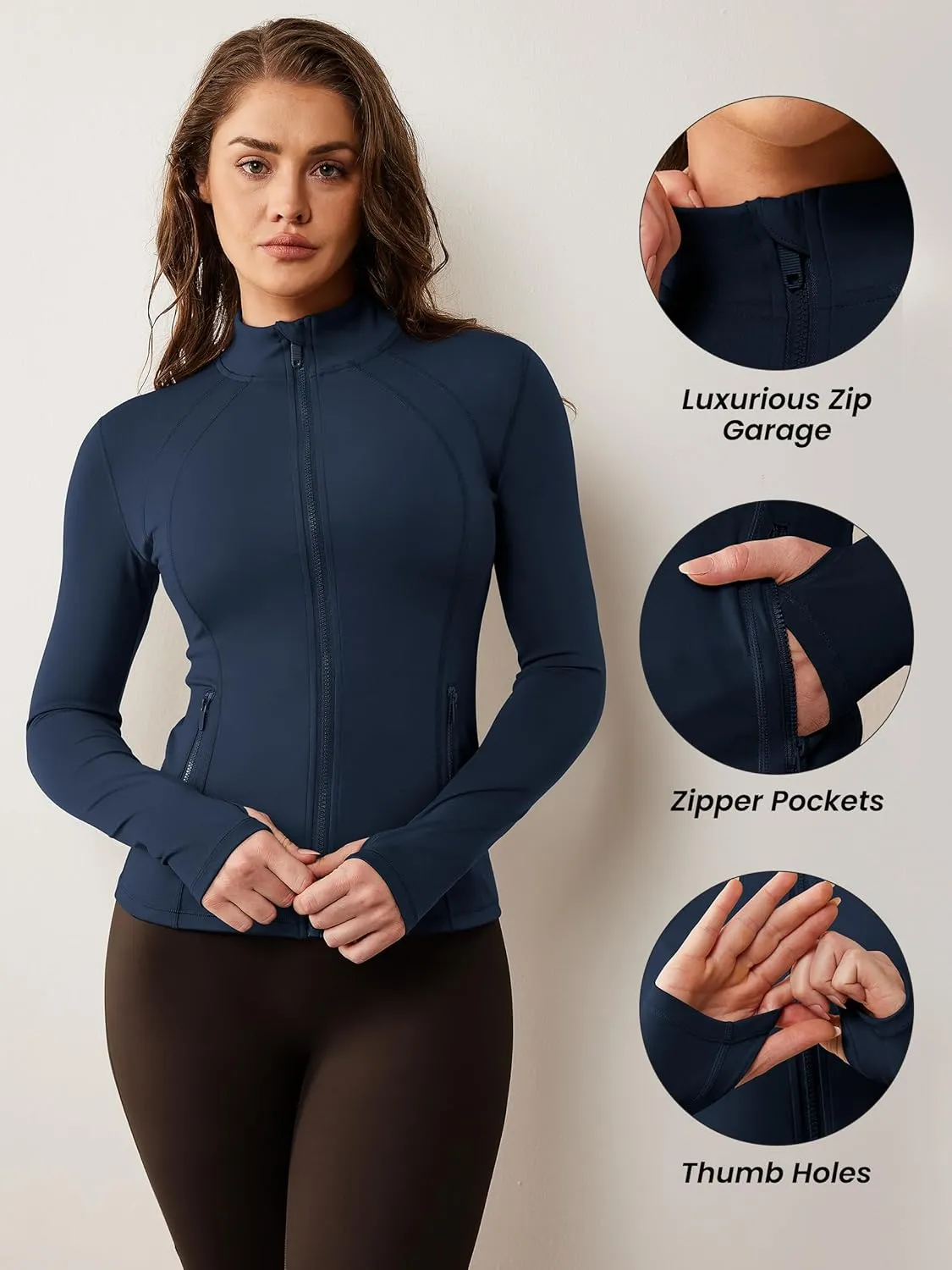 AVGO Womens Workout Jacket Lightweight Zip Up Athletic Running Jackets Long Sleeve Gym Yoga Top with Thumb Holes
