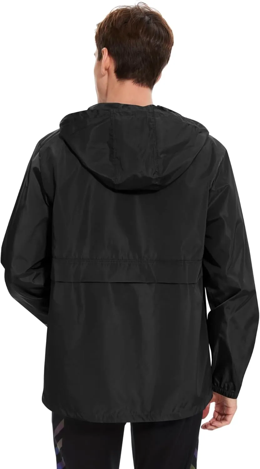Avoogue Men's Rain Jacket Waterproof Lightweight windbreaker Packable Pullover for Hiking Golf Running