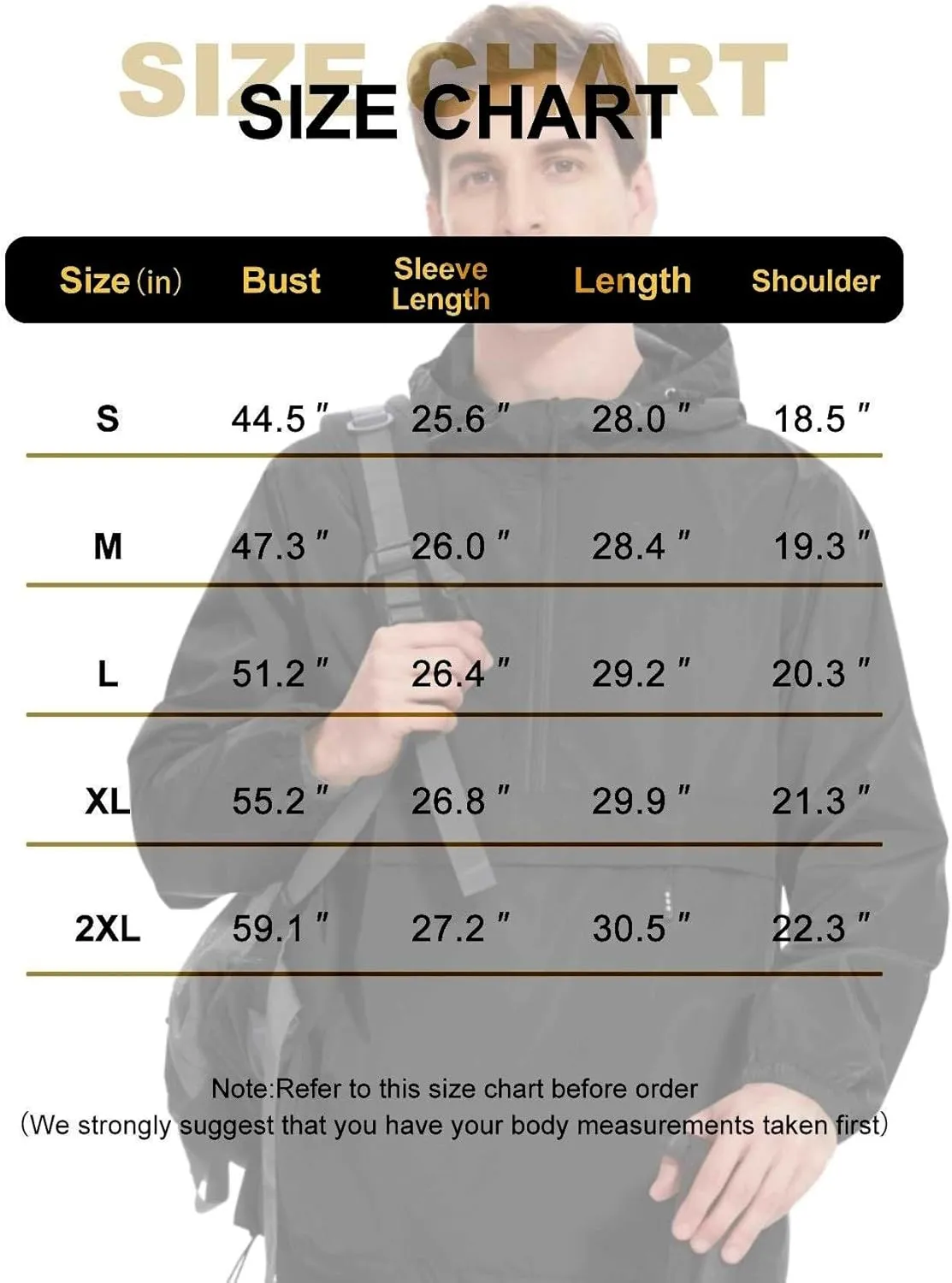 Avoogue Men's Rain Jacket Waterproof Lightweight windbreaker Packable Pullover for Hiking Golf Running
