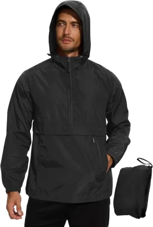 Avoogue Men's Rain Jacket Waterproof Lightweight windbreaker Packable Pullover for Hiking Golf Running
