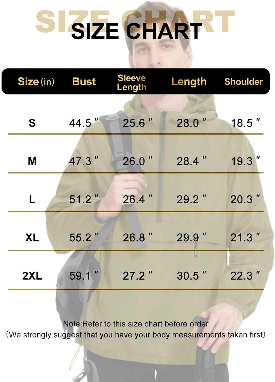 Avoogue Men's Rain Jacket Waterproof Lightweight windbreaker Packable Pullover for Hiking Golf Running