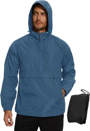 Avoogue Men's Rain Jacket Waterproof Lightweight windbreaker Packable Pullover for Hiking Golf Running
