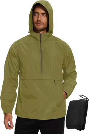 Avoogue Men's Rain Jacket Waterproof Lightweight windbreaker Packable Pullover for Hiking Golf Running