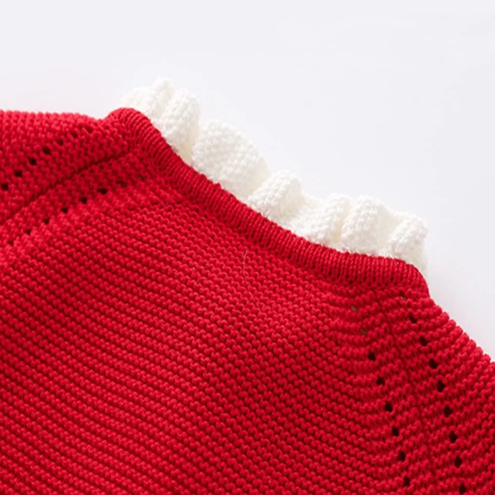 Baby Girls Knitted Cardigan Sweater Crewneck Knit Crochet Button Closure Cardigan Tops Coat Outwear for Toddler
