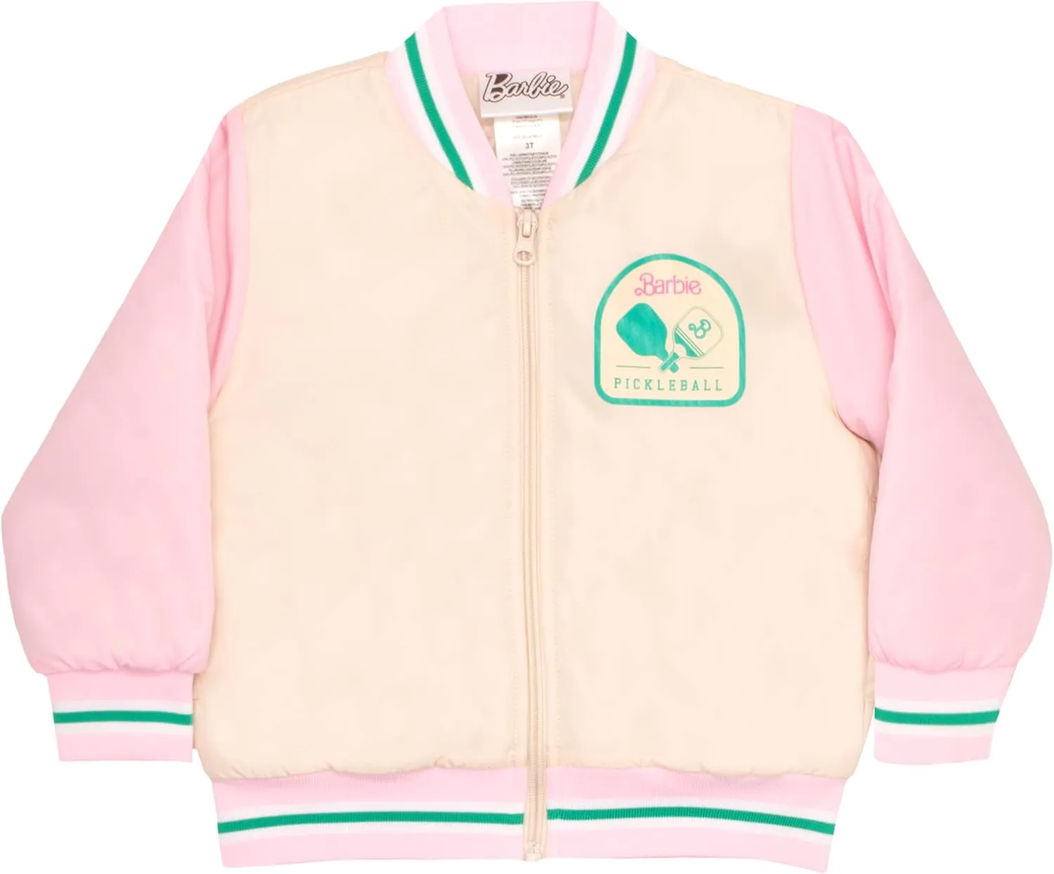Barbie Girls Bomber Jacket - Zip-Up Varsity Jacket with Girl Power Outerwear