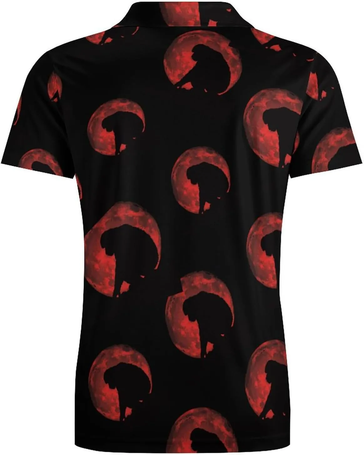 Bigfoot Red Moon Sasquatch Men's Polo Shirt Short Sleeve Casual Athletic Quick Dry Golf T-Shirts