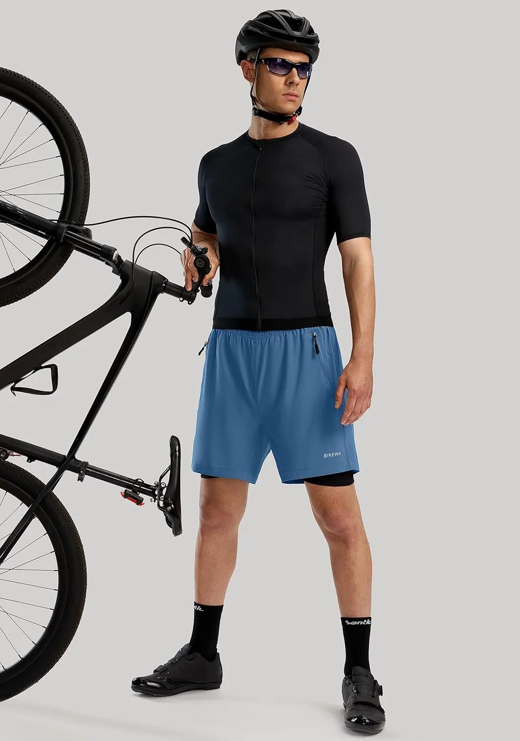 Bikewa Men's Mountain Bike Shorts 3D Padded Loose-fit Riding Biking Cycling Bicycle Biker Shorts for Men Zipper Pockets