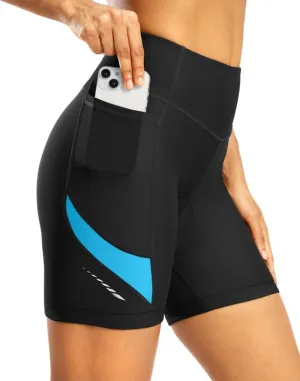 Bikewa Women's 4D Padded Bike Shorts High Waist Cycling Underwear for Women Road Bicycle Biking Shorts with Zipper Pockets