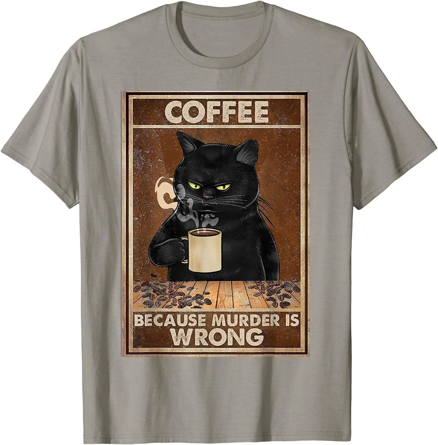 Black Cat and Coffee T-Shirt