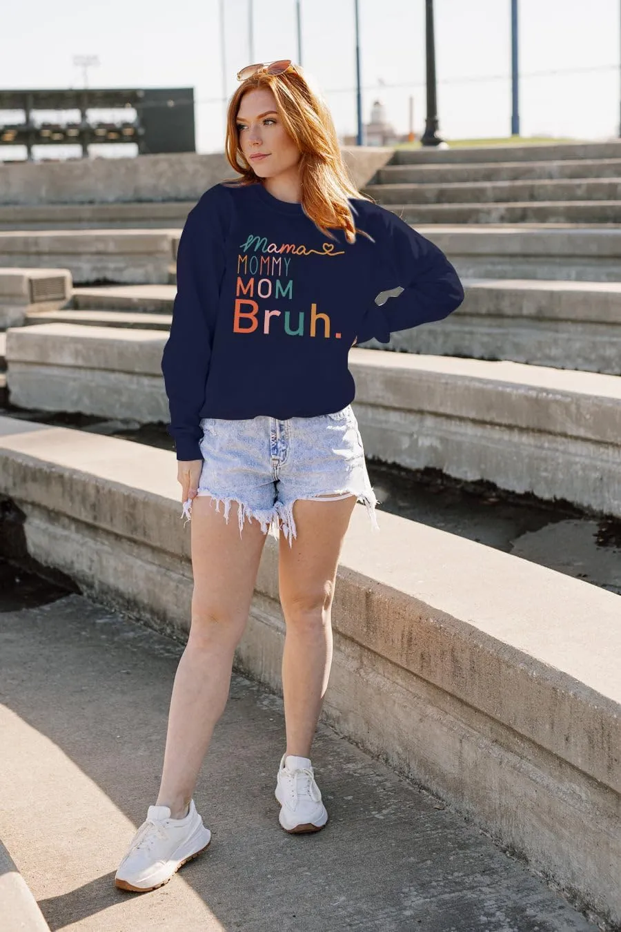 BLANCHES Mama Sweatshirt Women Mama Mommy Mom Bruh Funny Mom Life Sweatshirts Pullover Tops Casual Long Sleeve Shirt