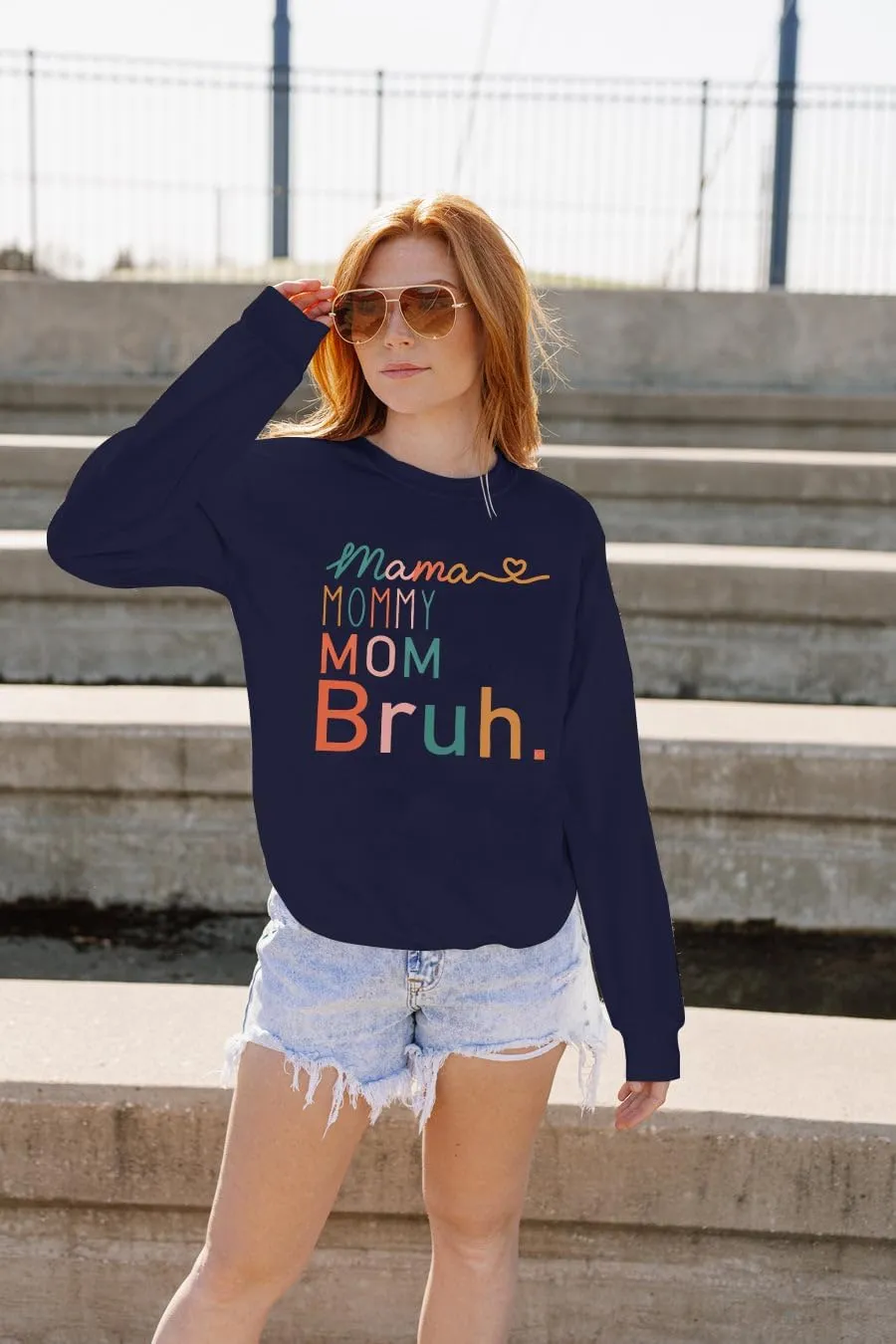 BLANCHES Mama Sweatshirt Women Mama Mommy Mom Bruh Funny Mom Life Sweatshirts Pullover Tops Casual Long Sleeve Shirt