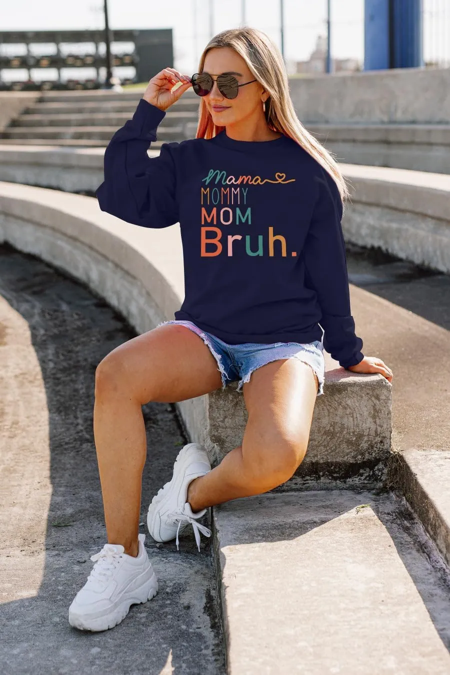 BLANCHES Mama Sweatshirt Women Mama Mommy Mom Bruh Funny Mom Life Sweatshirts Pullover Tops Casual Long Sleeve Shirt