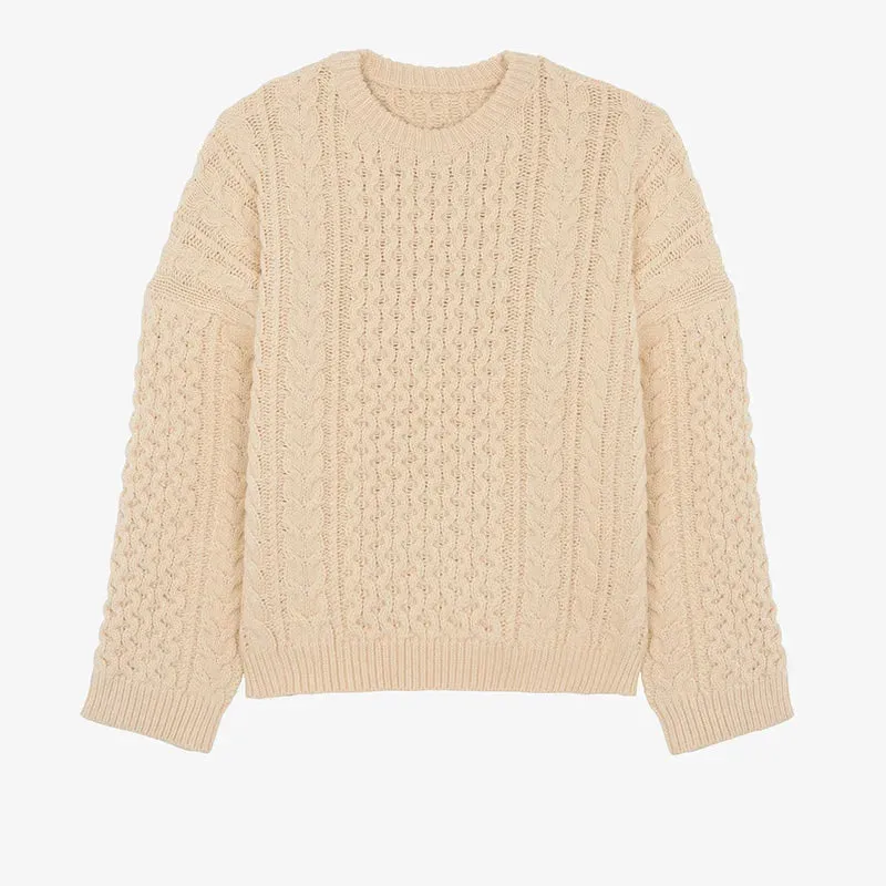 Bonnyshow Casual Loose Women's Sweater Solid Color Round Neck Pullover Autumn Soft Warm Sweaters Fashion Simple Women Knitwear Tops