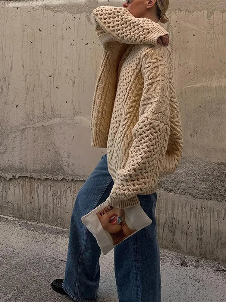 Bonnyshow Casual Loose Women's Sweater Solid Color Round Neck Pullover Autumn Soft Warm Sweaters Fashion Simple Women Knitwear Tops