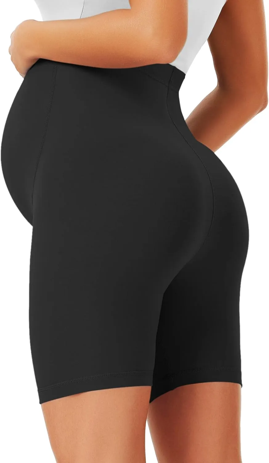 BONVIGOR Maternity Shorts Over The Belly-5" Biker Workout Yoga Active Athletic Pregnancy Short Pants Lounge Pajama