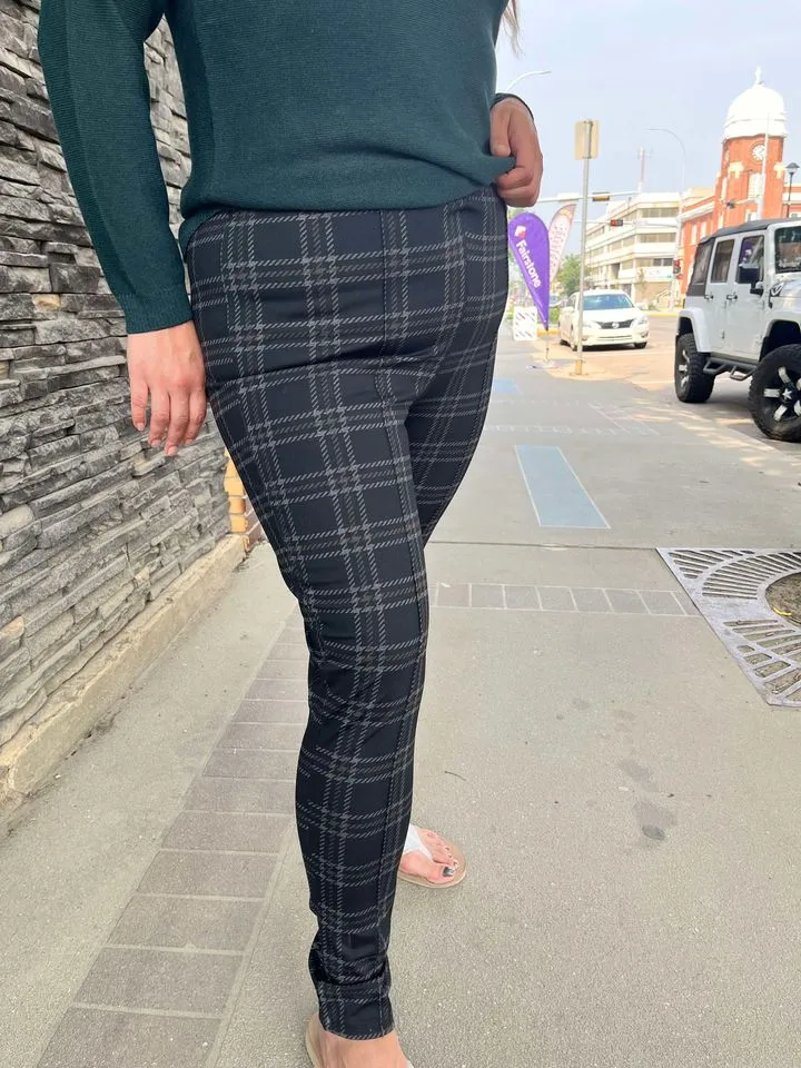 Bottoms - DEX Black Check Stretchable Skinny pants