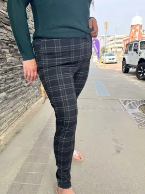 Bottoms - DEX Black Check Stretchable Skinny pants