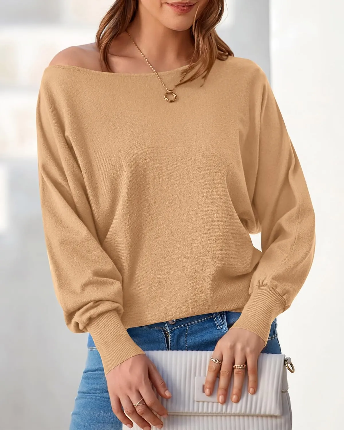 BTFBM Womens Trendy Off Shoulder Sweater 2025 Fall Long Sleeve Casual Loose Tunics Asymmetrical Pullover Going Out Tops