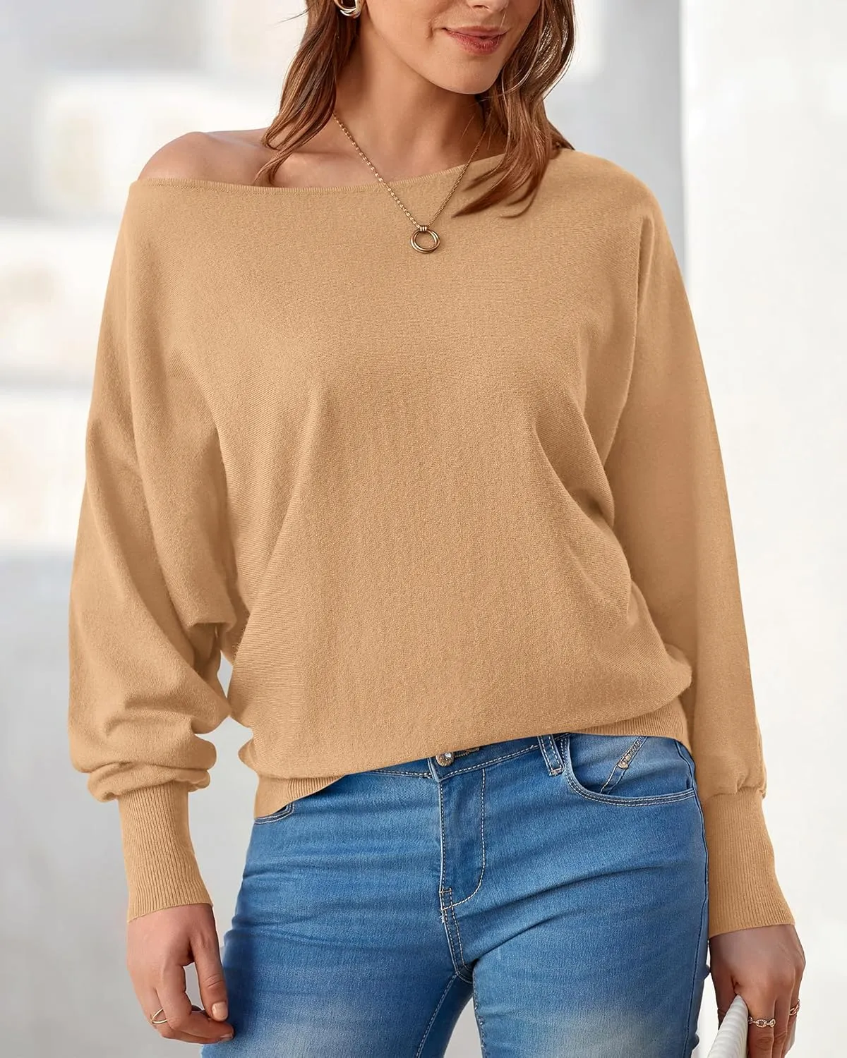 BTFBM Womens Trendy Off Shoulder Sweater 2025 Fall Long Sleeve Casual Loose Tunics Asymmetrical Pullover Going Out Tops