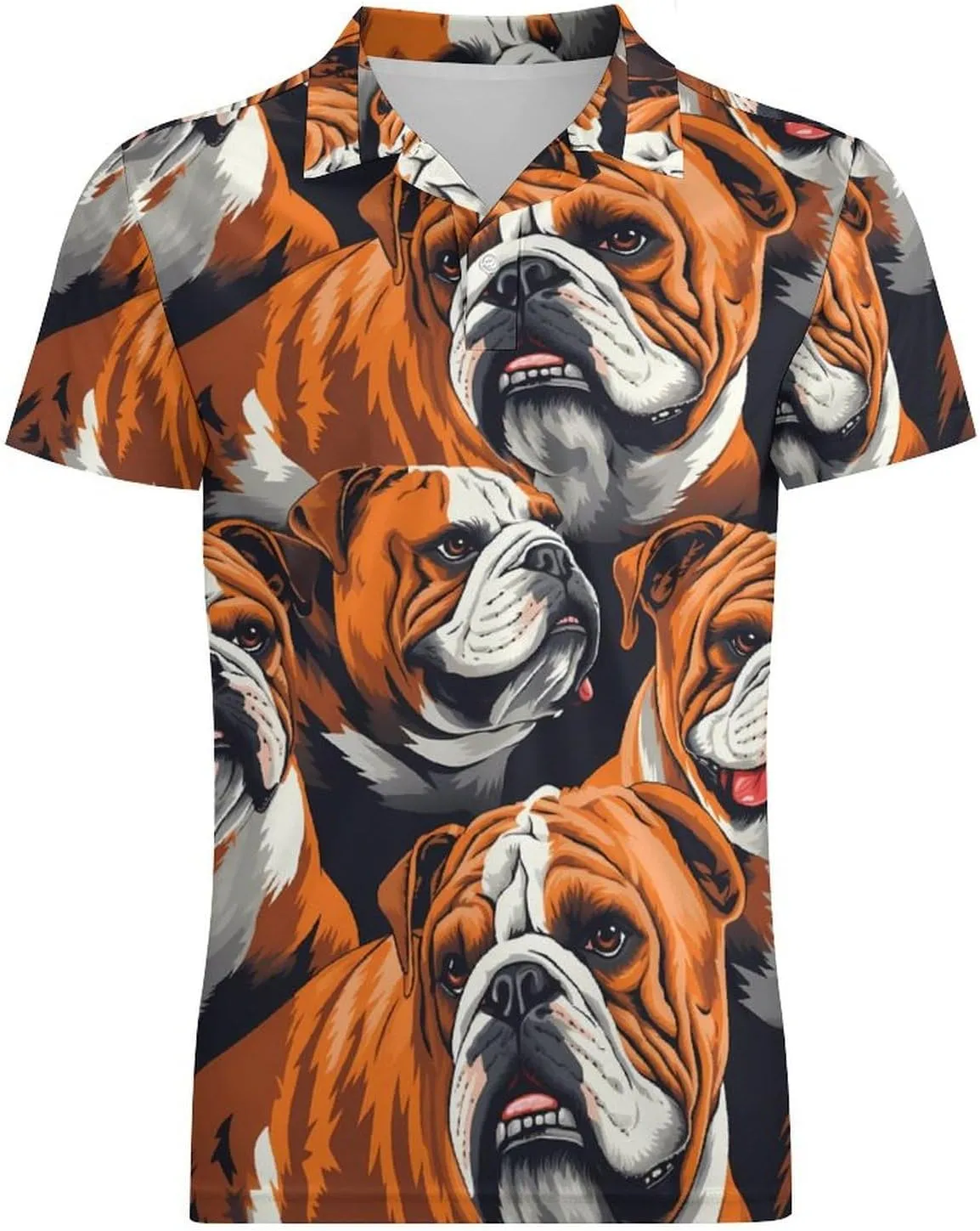 Bulldog Animal Men's Polo Shirt Short Sleeve Casual Athletic Quick Dry Golf T-Shirts