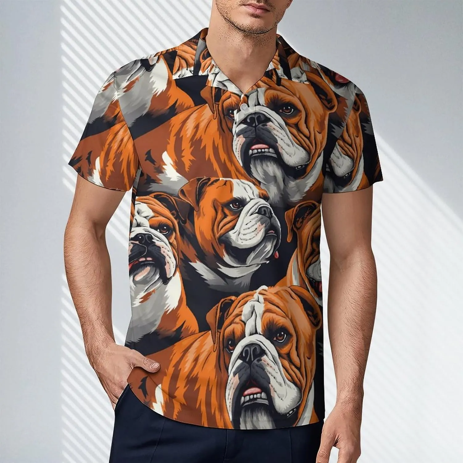 Bulldog Animal Men's Polo Shirt Short Sleeve Casual Athletic Quick Dry Golf T-Shirts