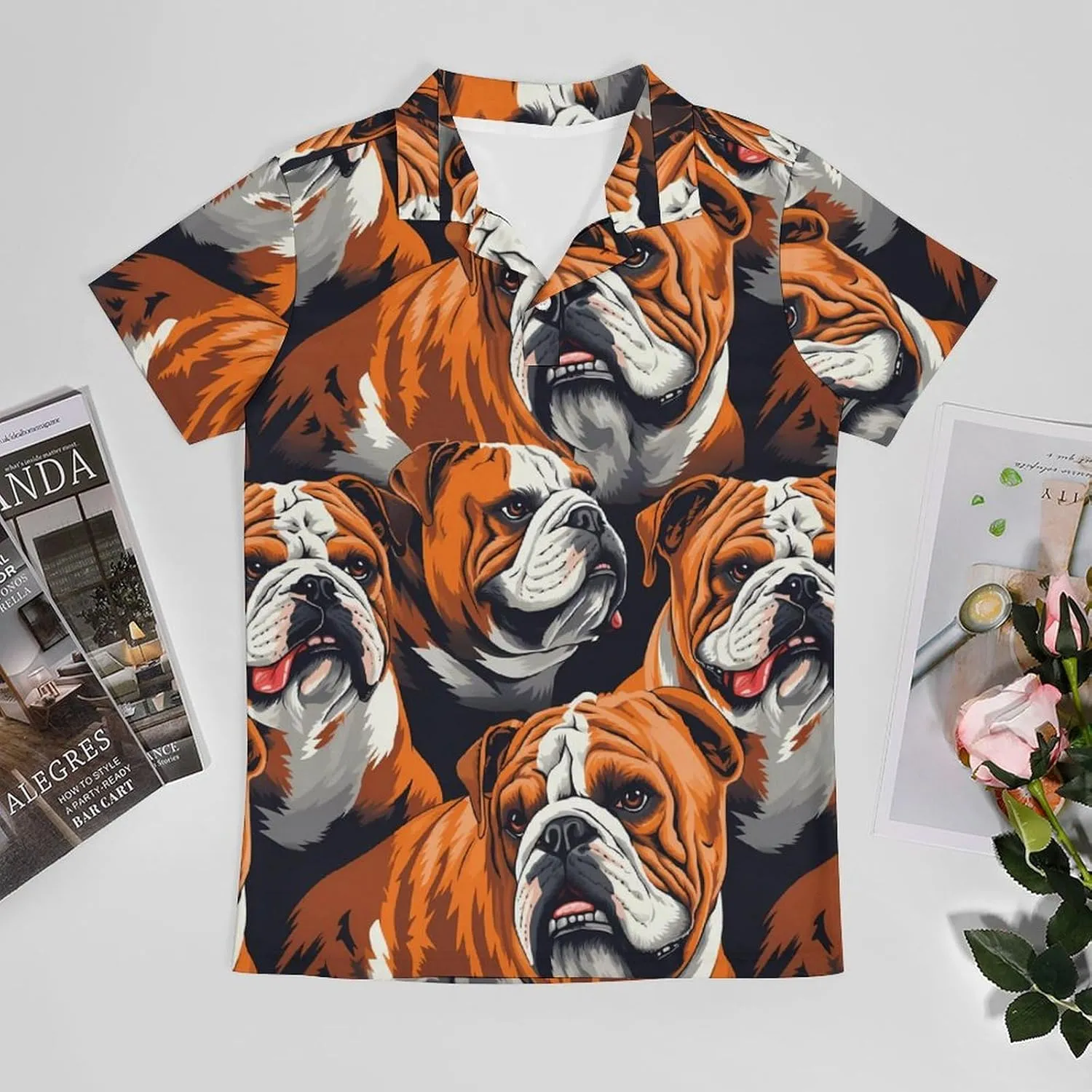 Bulldog Animal Men's Polo Shirt Short Sleeve Casual Athletic Quick Dry Golf T-Shirts