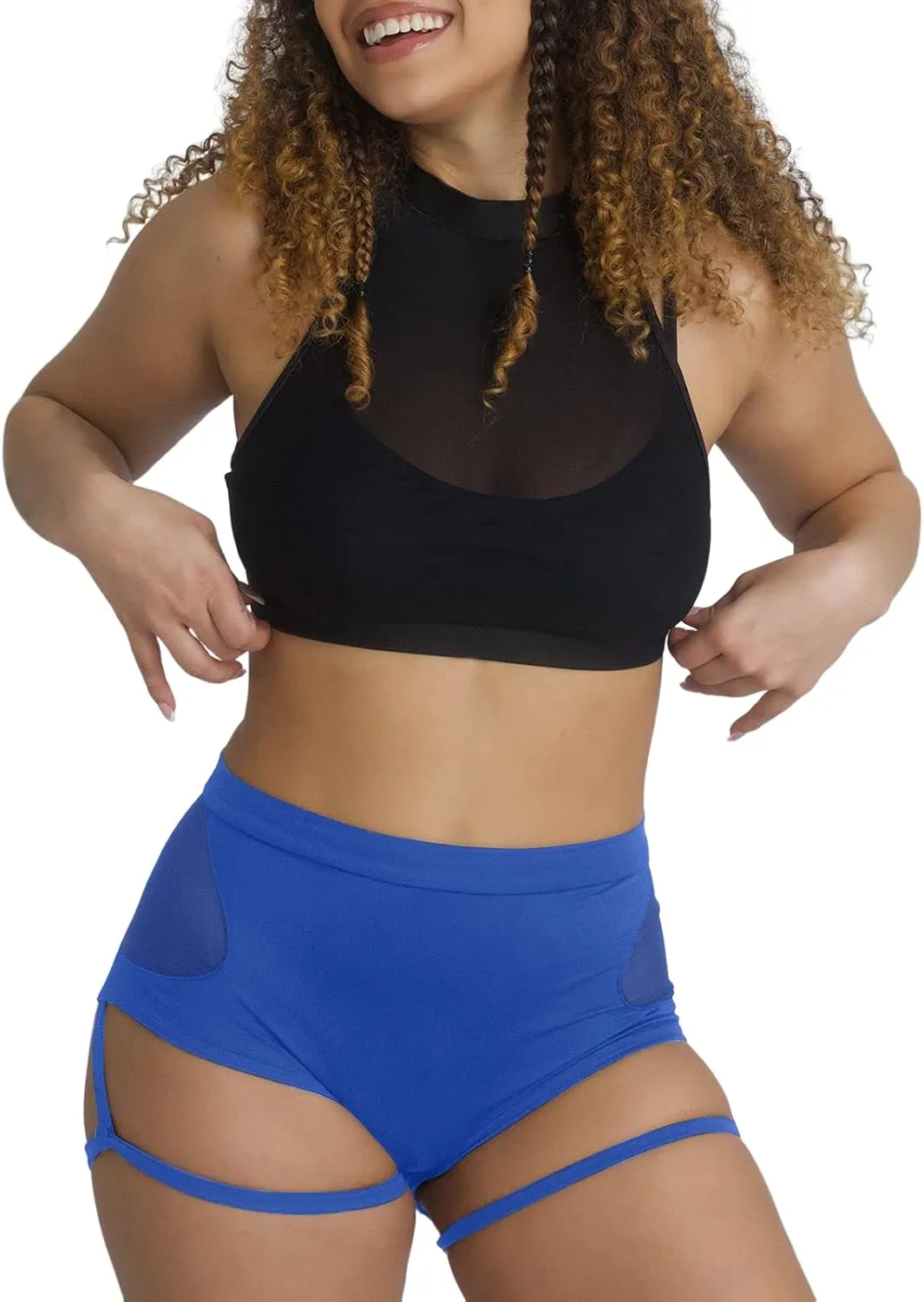 BZB Women's Booty Shorts with Garters High Waisted Workout Pole Dance Yoga Hot Pants Active Butt Lifting Sports Leggings