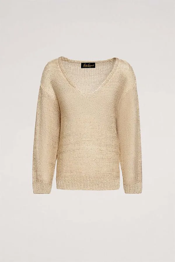 CAGLI V-NECK REVERSE KNIT PULLOVER