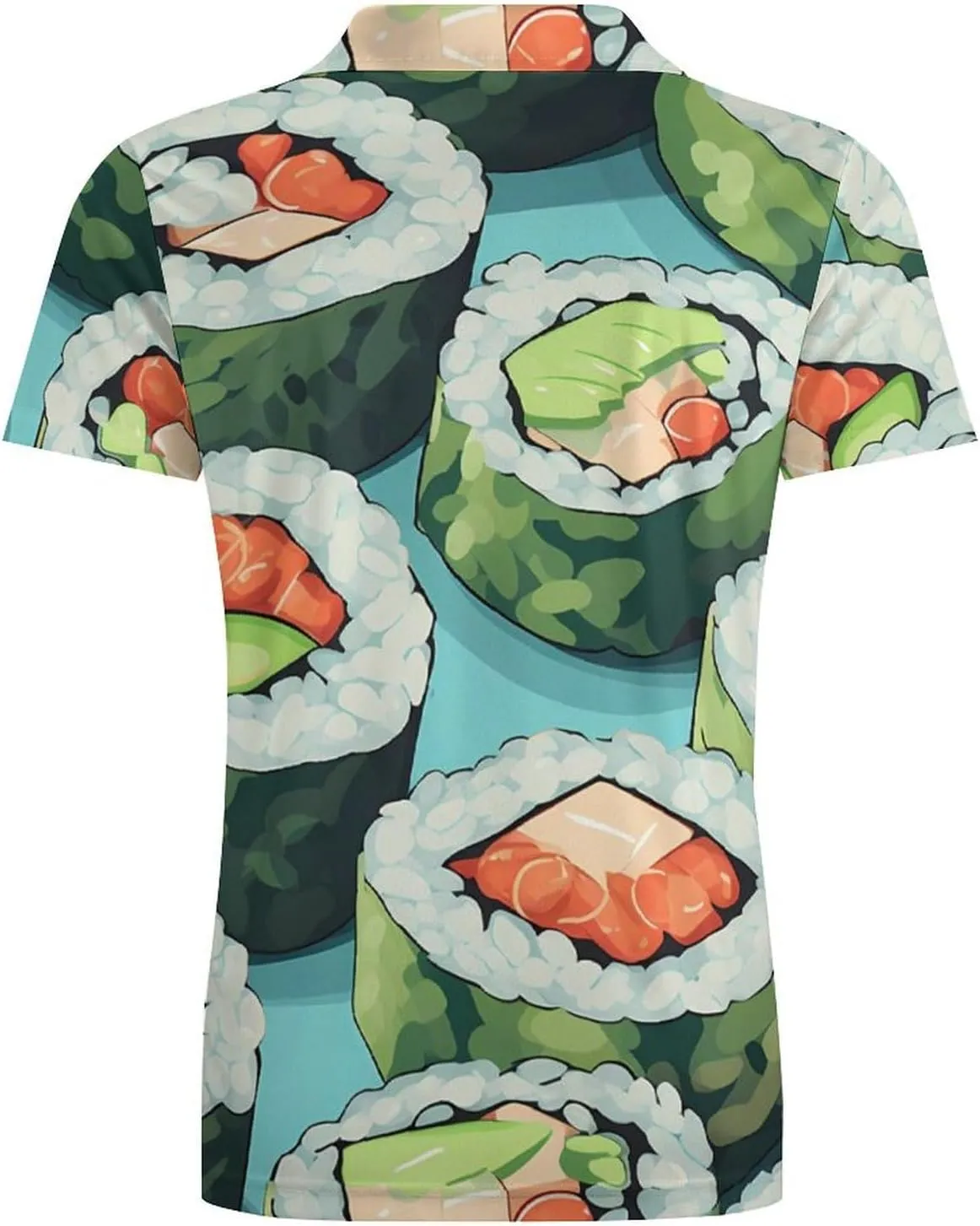 California Roll Men's Polo Shirt Short Sleeve Casual Athletic Quick Dry Golf T-Shirts