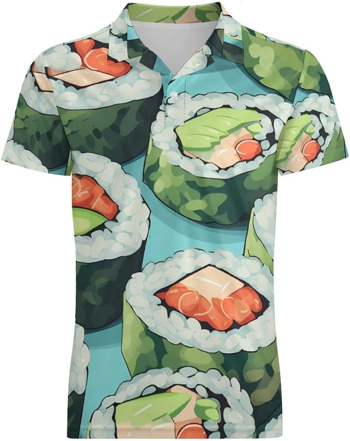 California Roll Men's Polo Shirt Short Sleeve Casual Athletic Quick Dry Golf T-Shirts