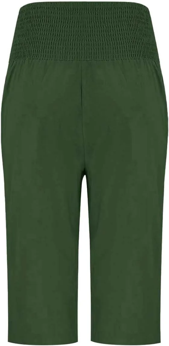Capri Pants for Women, Wide Leg with Pockets High Waist Tummy Control