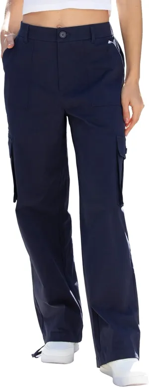 Cargo Pants for Women High Waisted Women's Y2K Baggy Casual Pants with 6 Pockets and Elastic Waist