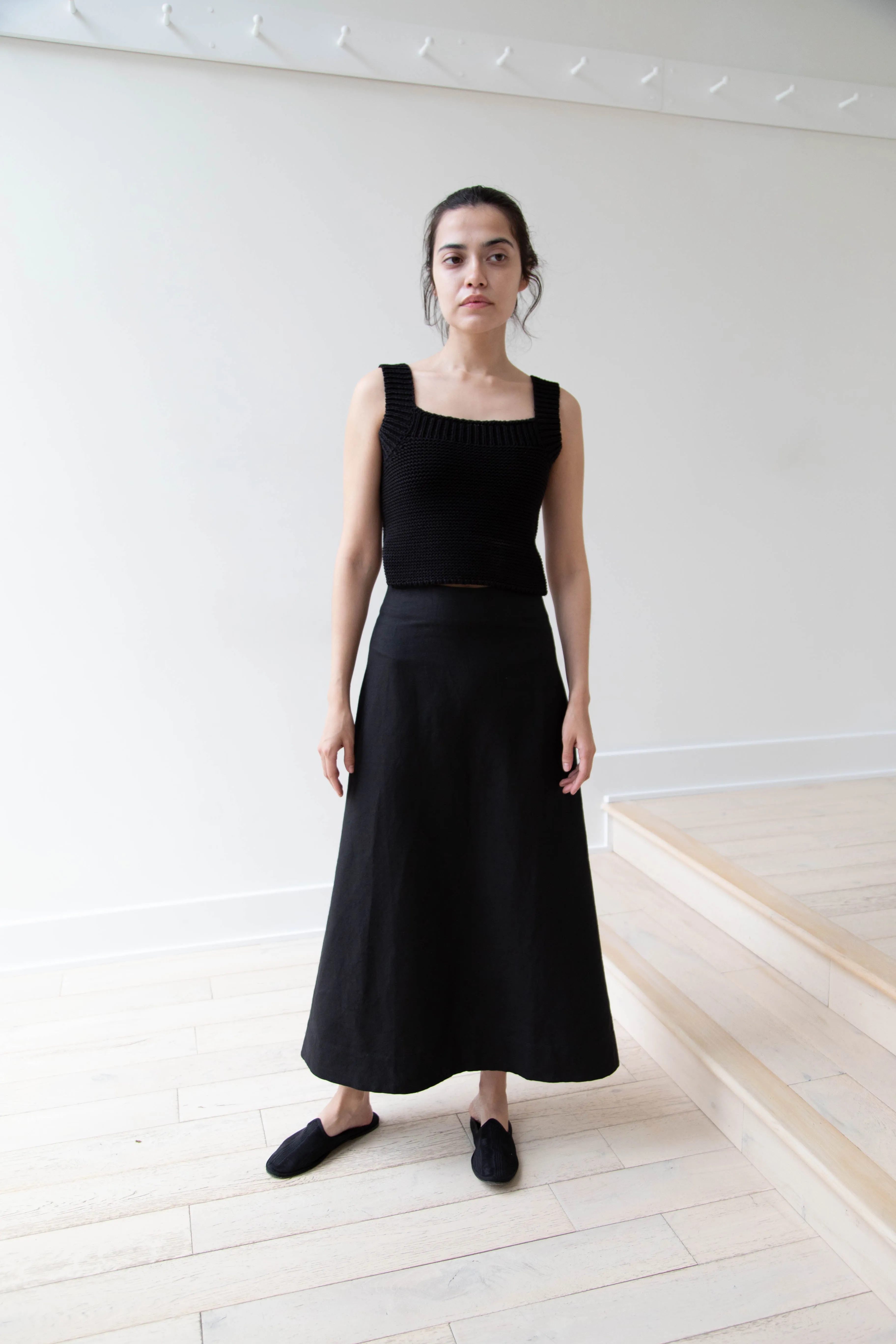 Caron Callahan | Lainey Skirt in Black Cotton Linen