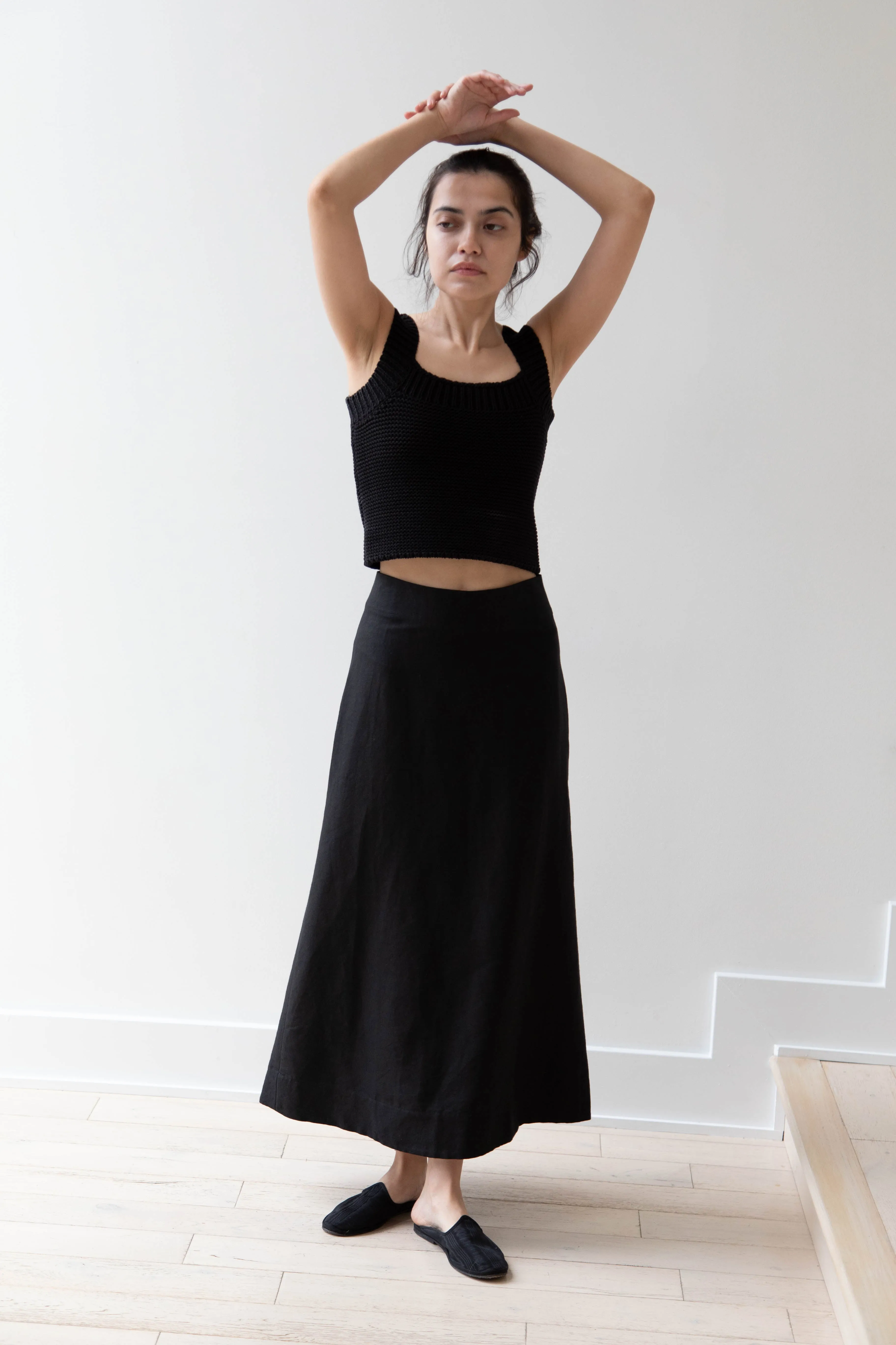 Caron Callahan | Lainey Skirt in Black Cotton Linen