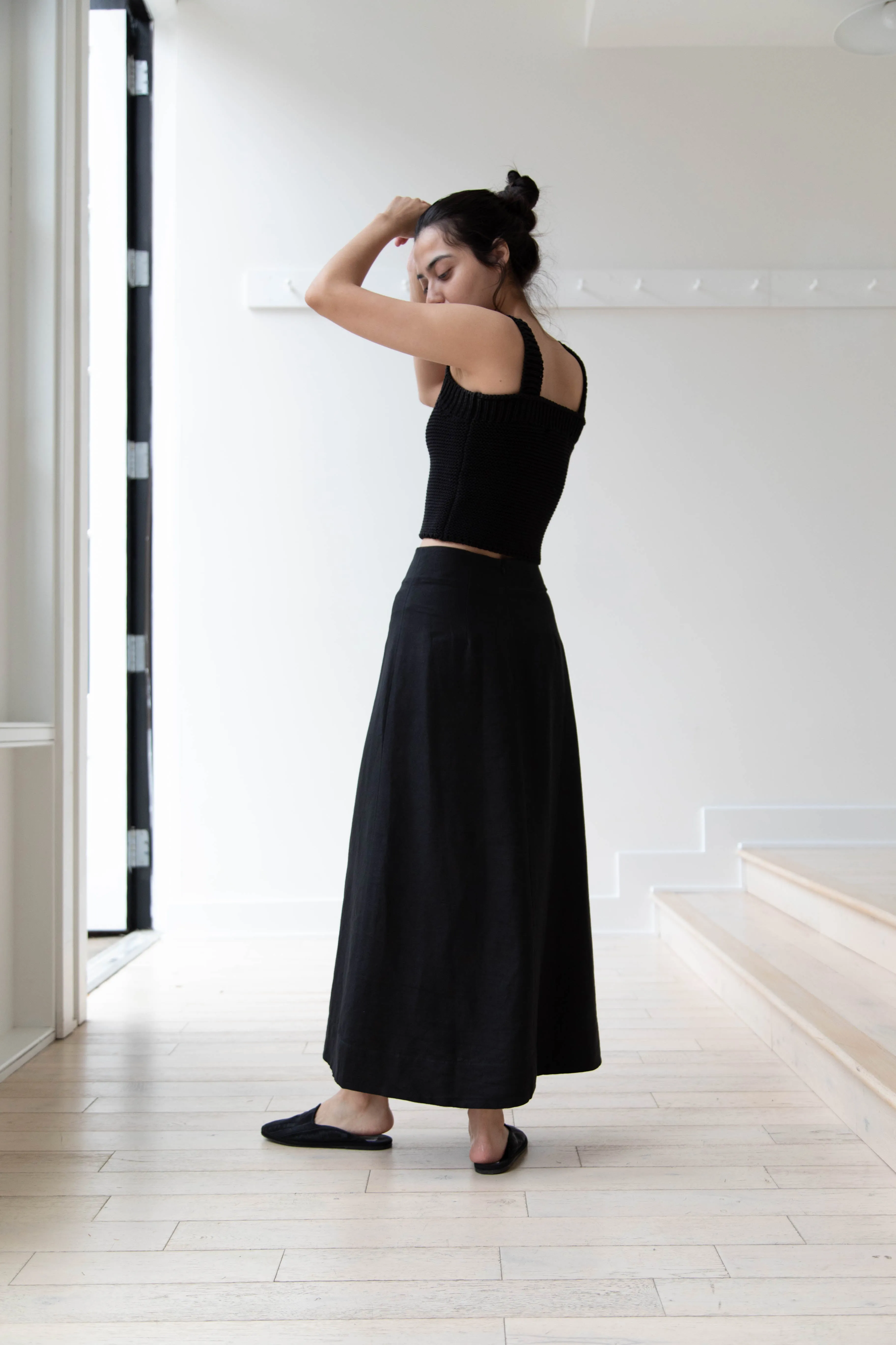 Caron Callahan | Lainey Skirt in Black Cotton Linen