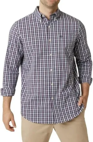 Chaps Men's Button Down Shirt - Long Sleeve Collared Shirt for Men: Wrinkle-Resistant, Sustainable (XS-XL) X-Small, White Sand Small Plaid