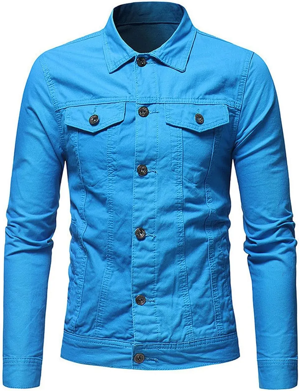 CHARTOU Men's Regular Fit Distressed Long Sleeve Denim Jacket Jean Motor Trucker Coat