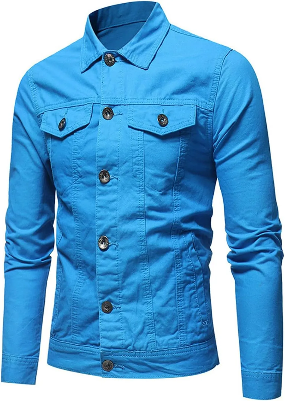 CHARTOU Men's Regular Fit Distressed Long Sleeve Denim Jacket Jean Motor Trucker Coat