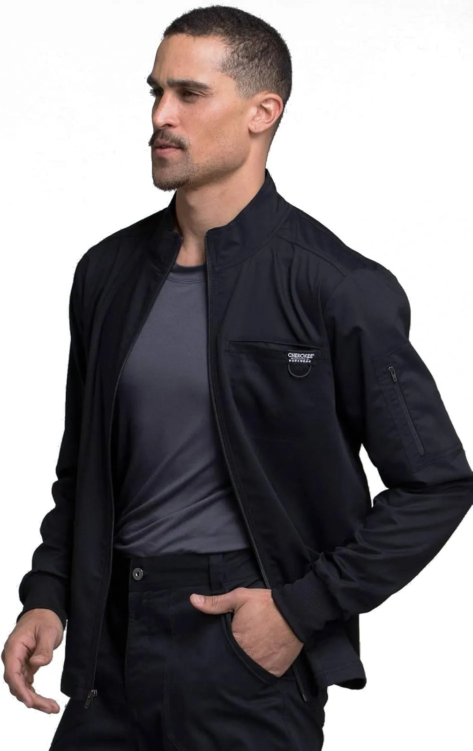 Cherokee Men Warm up Scrub Jacket with Zip Front WW320